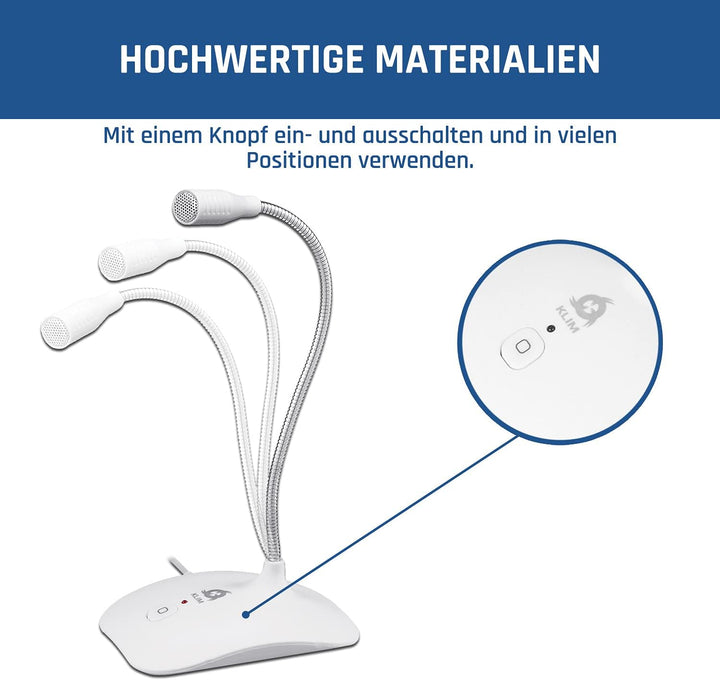 KLIM Talk USB - Standmikrofon PC und Mac - Kompatibel mit jedem Computer - Professionelles USB Mikro