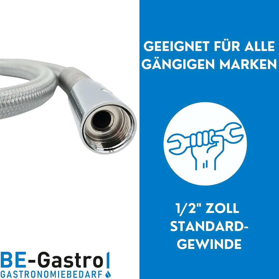 BE-GASTRO I Profi Gastroschlauch Brauseschlauch 100cm inkl. Spezial-Knickschutz | 1/2" Standard-AG |
