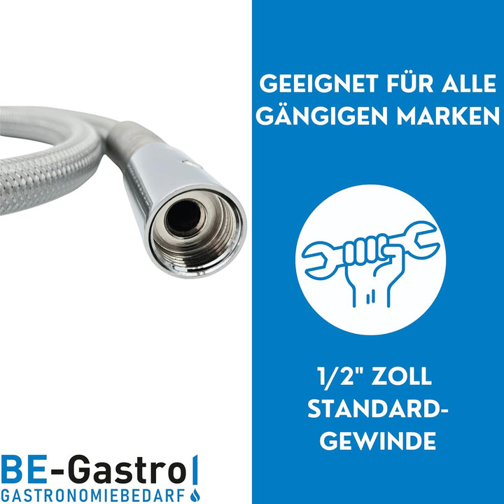 BE-GASTRO I Profi Gastroschlauch Brauseschlauch 100cm inkl. Spezial-Knickschutz | 1/2" Standard-AG |