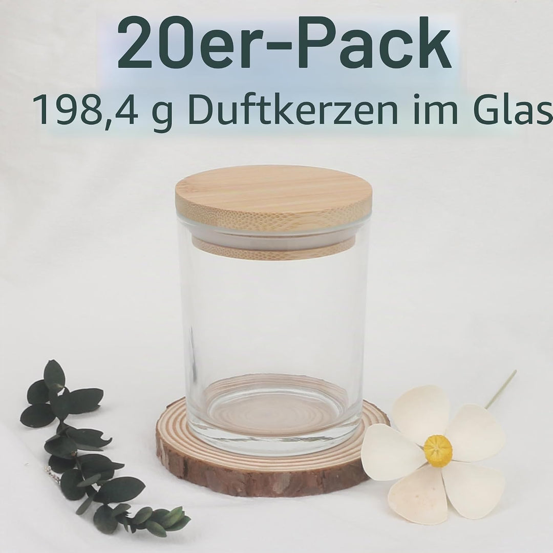 MILIVIXAY 20 Stück klare, dicke Glas-Kerzengläser mit Deckel, leere Kerzengläser für die Herstellung