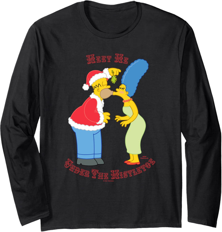 The Simpsons Homer Marge Christmas Meet Under the Mistletoe Langarmshirt