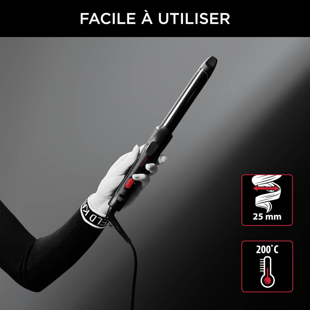 Rowenta x Karl Lagerfeld CF321L Lockenstab | 25 mm | Keratin & Schein-Beschichtung | natürlich wirke