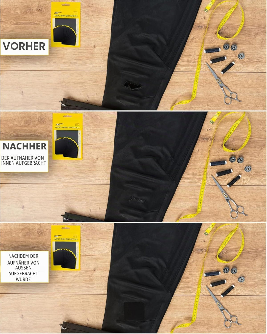 ZEFFFKA 2PACK Kleider-Flicken zum Aufbügeln für Innen und Aussen Stärkster Kleber 100% Baumwolle sch
