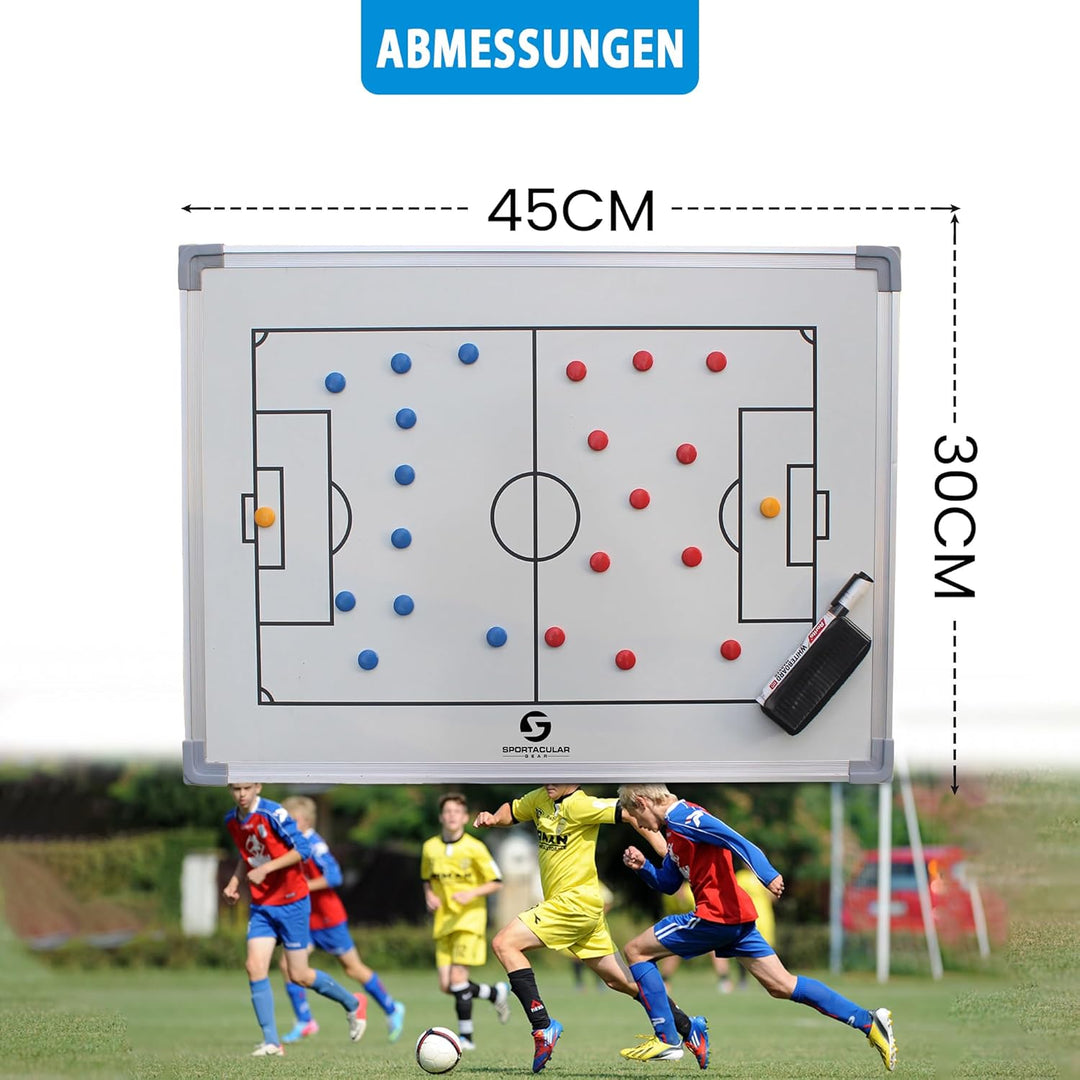 Sportacular Gear Taktiktafel Fussball inkl. Zubehör | Coachboard Professional | Stabiler Alu-Rahmen