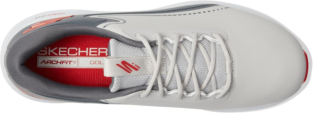 Skechers Herren Go Golf Drive 5 wasserdichte stachellose Leder Golfschuhe 45.5 EU Grau Rot, 45.5 EU
