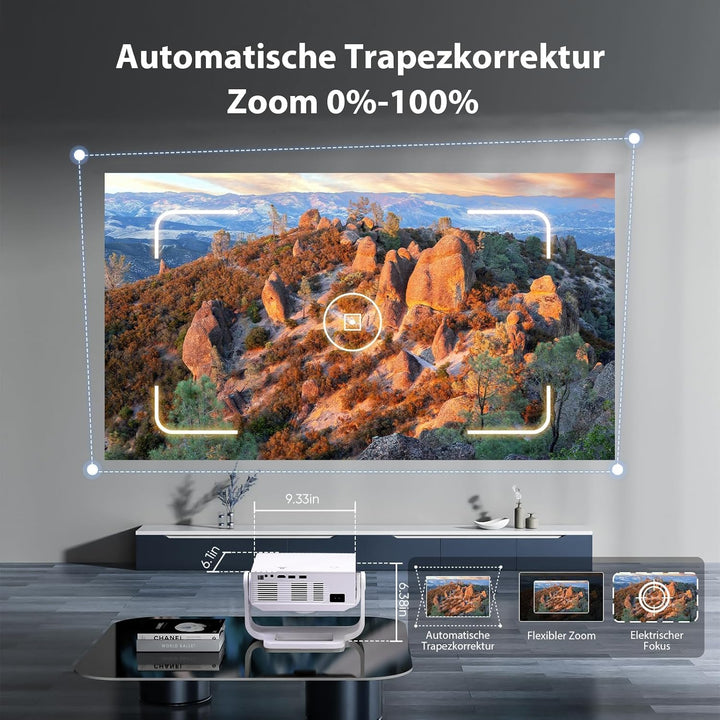 2025 Neuer Smart Beamer 4K Unterstützung, Android 11, Full HD 1080P, 28000 Lumens, WiFi 6 & BT 5.2,