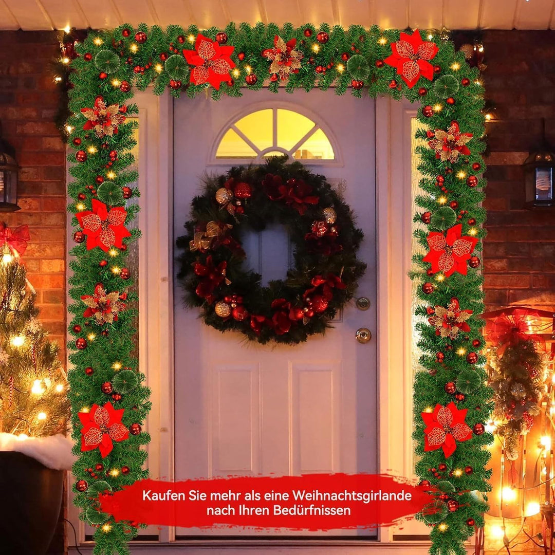 SHAVINGFUN Weihnachtsgirlande,Weihnachtsgirlande mit Beleuchtung,2.7M/9Ft weihnachtsgirlande batteri