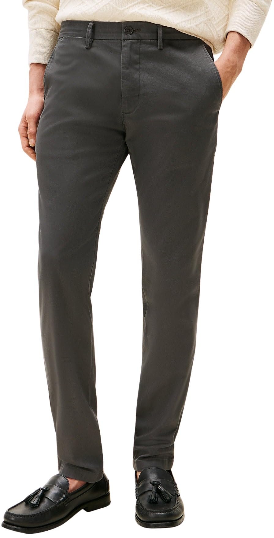 Tommy Hilfiger Herren Hose Core Bleecker 1985 Pima Cotton Chino 28W / 30L Grey (Dark Ash), 28W / 30L