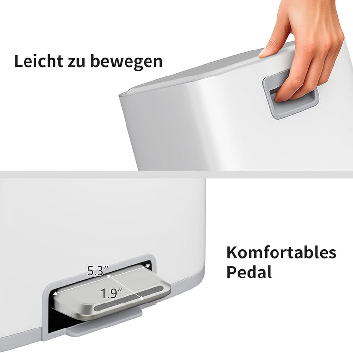 mVm Mülleimer Küche,30 Liter Abfalleimer mit Pedal,Treteimer mit Inneneimer aus Kunststoff,Tretmülle