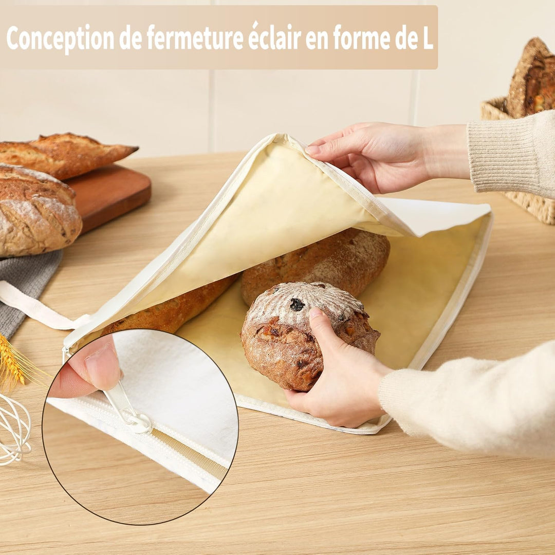 Brotbeutel，Brotbeutel aufbewahrung frischhalten,2 Pack XL，Feuchtigkeit und Verschmutzung Prssvention