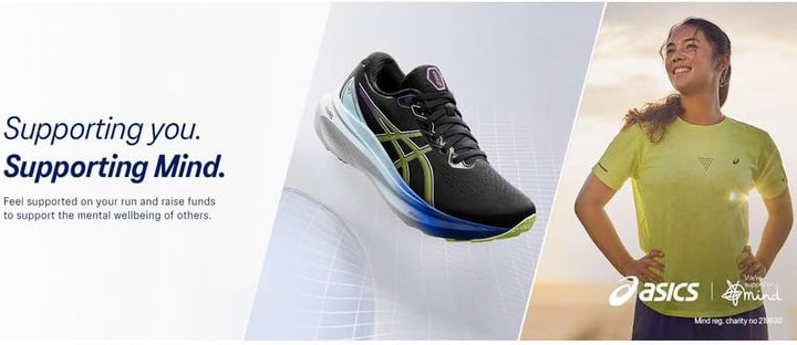 ASICS Kayano 30 Mann Laufschuhe Blau Weiss 38 EU Black Glow Yellow, 38 EU Black Glow Yellow