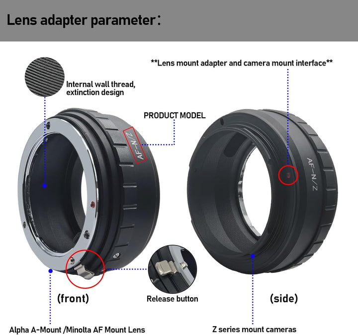 AF-Niko Z Objektivadapter Adapterring,für Minolta AF Objektiv/Sony A Objektiv Kompatibel für Nikon Z