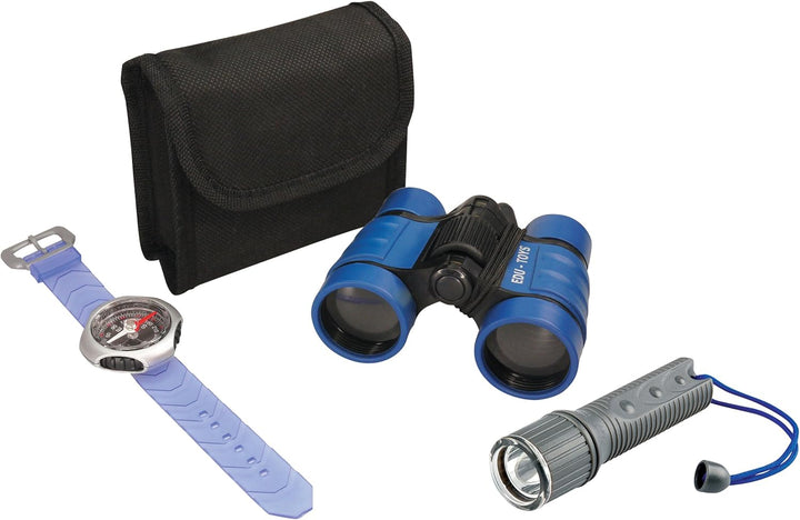 Riesiges Outdoor Naturforscher Paket mit Fernglas, Kompass, Lampe, Taschenmikroskop, 2 Becherlupen,