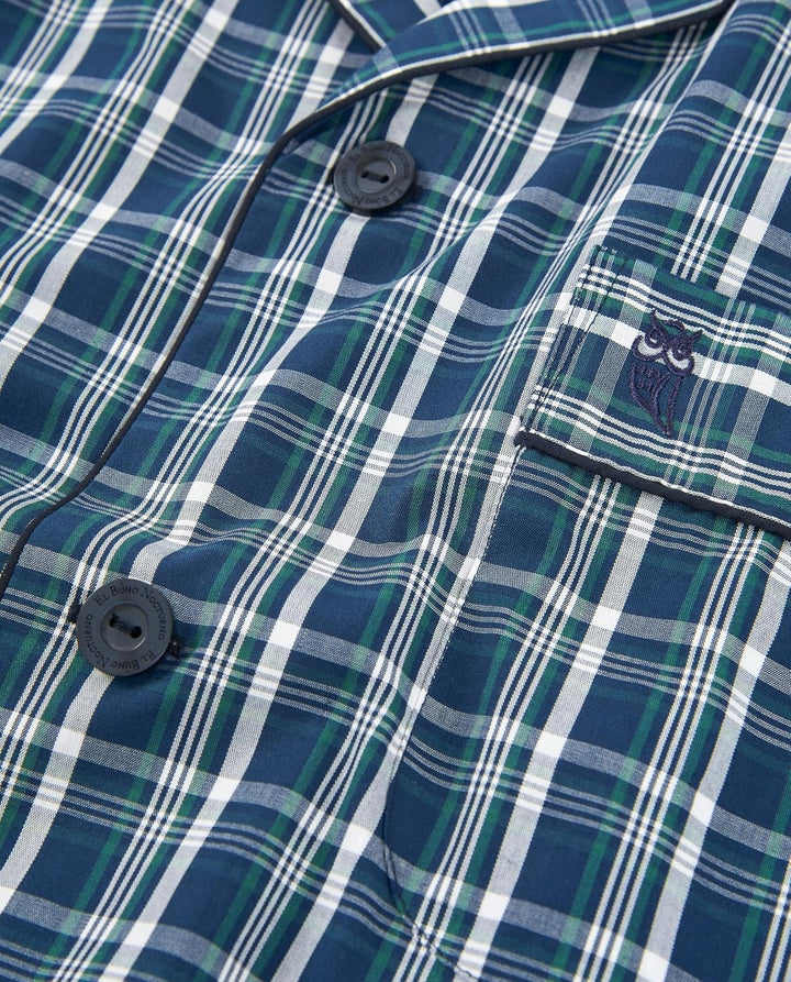 El Búho Nocturno Schlafanzug Herren Lang Baumwolle 100% Popeline - Pyjama Klassisch Durchgeknöpft Ja