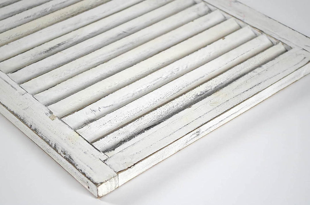 Kobolo Deko-Fensterladen Zier-Fensterladen Tür mit Lamellen - 35x90 cm - Vintage - weiss - Innenbere