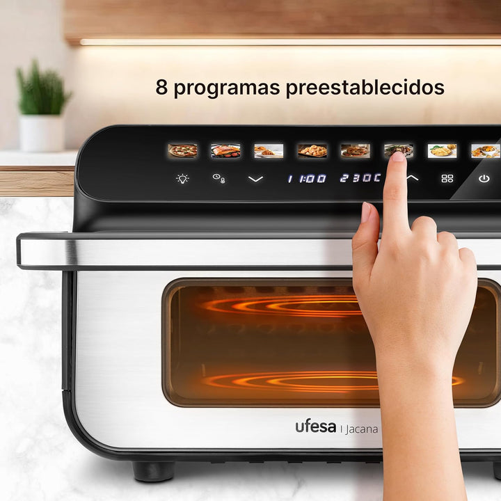 Ufesa Jacana Heissluftfritteuse 10 L, Airfryer XXL mit Doppelheizung, Elektrischer Mini-Backofen, 28