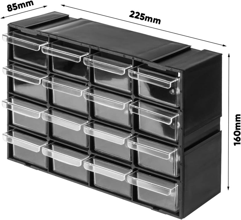 Aufbewahrungsbox mit Schubfächern Sortimentskasten - 48 Stück Transparent Schubladen - 675 x 85 x 16