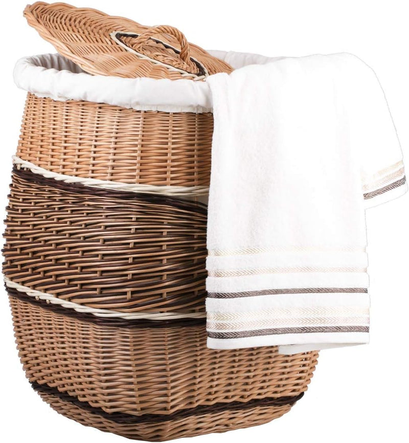 e-wicker24 Wäschekorb aus Weide (50x50 H63, mit Stoffeinlage) 50x50 H63 Mit Stoffeinlage