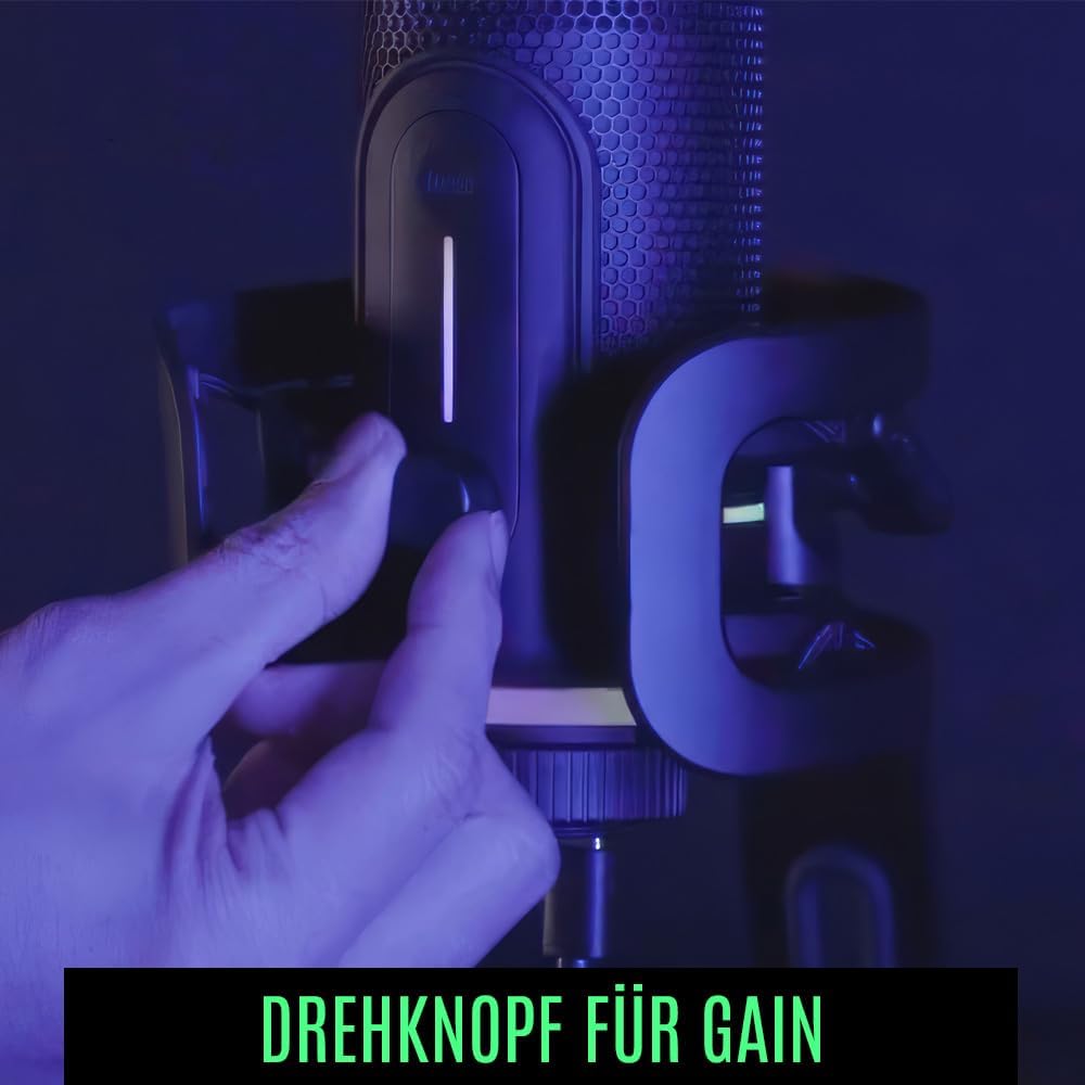Streamplify MIC PRO RGB Mikrofon, Studioqualität, Fortschrittliche Geräuschunterdrückung, 192kHz/24b