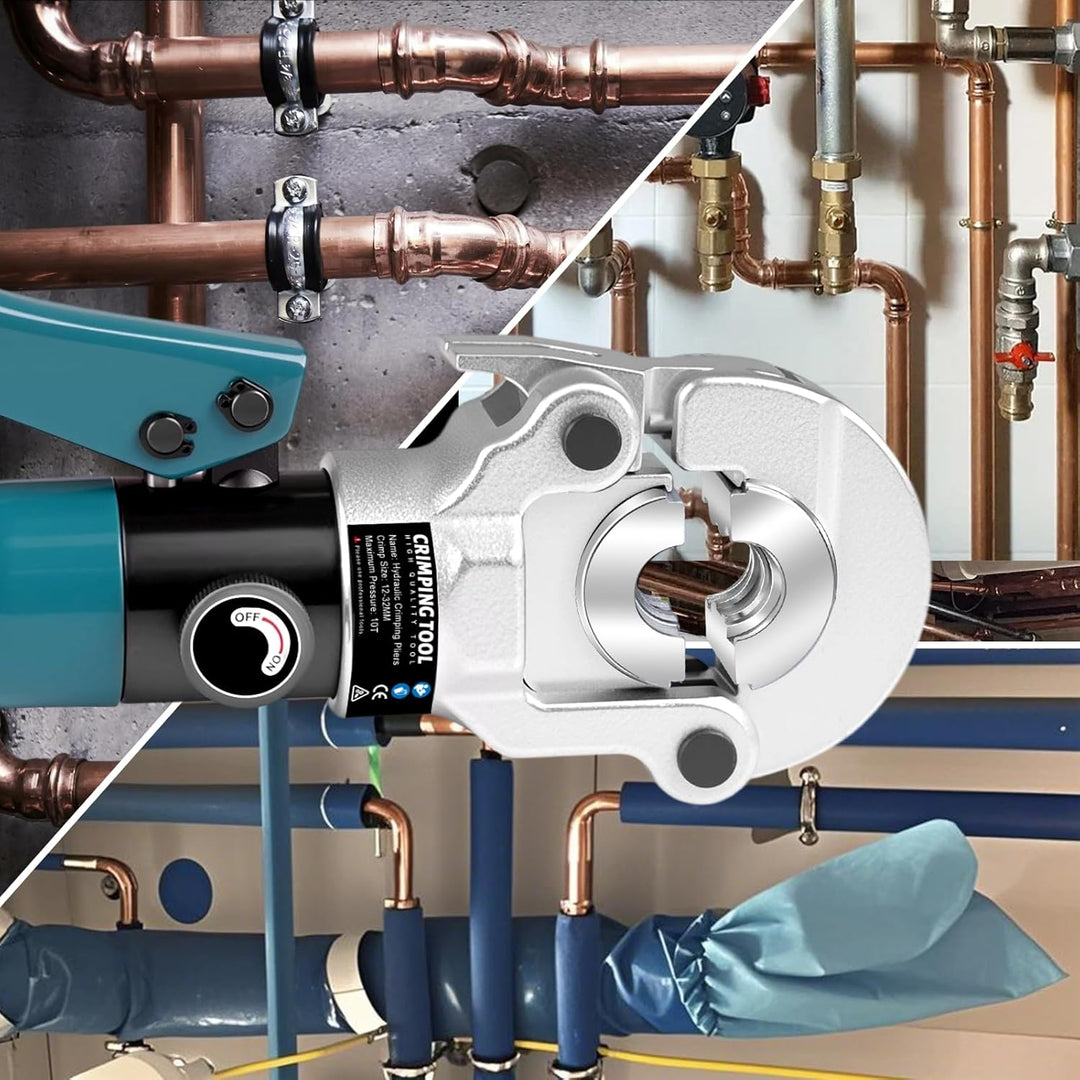 Profi Presszange Kupferrohr CR V-Kontur und TH-Kontur mit Rohrabschneider, Handpresszange Kupferrohr
