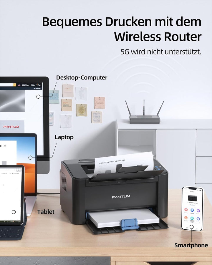 PANTUM P2502W/P2500W Schwarzweiss-Laserdrucker mit WiFi-Unterstützung und AirPrint, 22 Seiten pro Mi