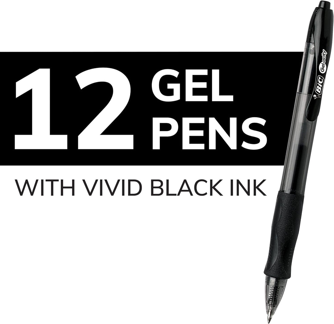 BIC Gel-ocity Retractable Gel Pen, Medium Point (0.7 mm), Black, 12-Count by 12 stück (1er Pack) Sch
