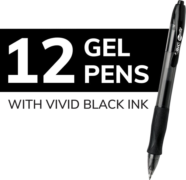 BIC Gel-ocity Retractable Gel Pen, Medium Point (0.7 mm), Black, 12-Count by 12 stück (1er Pack) Sch