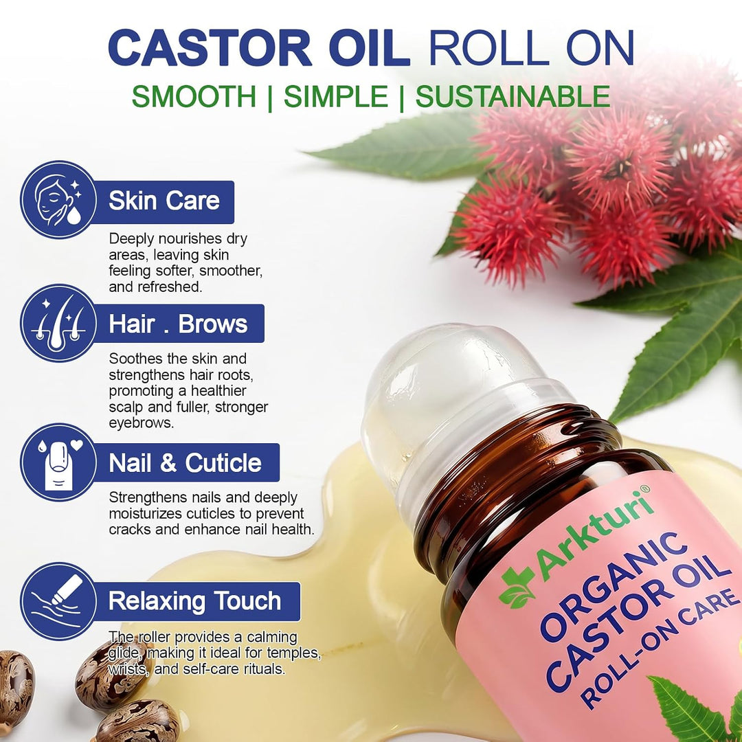 Bio-rizinusöl Rosenquarz-Roller, Organic Castor Oil with Rose quartz roller, 100% Cold Pressed, Natü