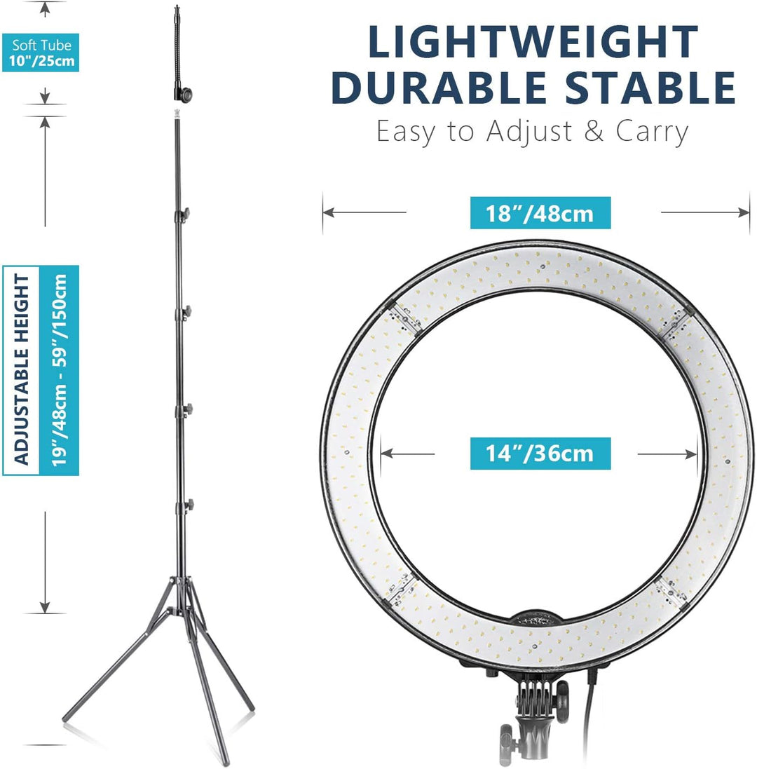 Neewer Kamera Foto Video Ringlicht Kit: 18 Zoll/48 Zentimeter Aussen 52W 5500K dimmbare LED Ringlich