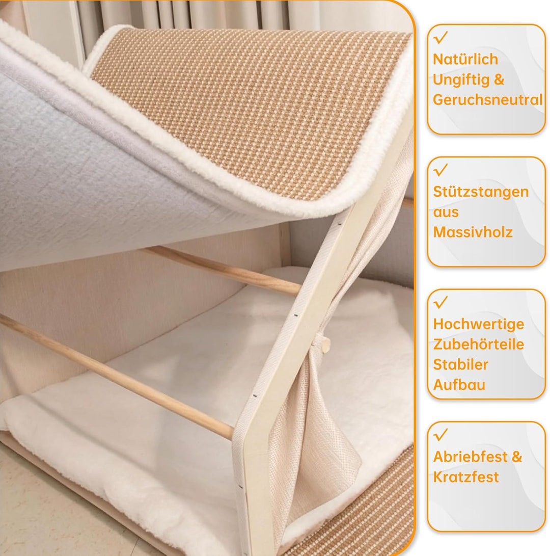 Sisal &amp; Holz Katzenhöhle Katzenhaus Indoor mit Oben Kratzbrett Katze(Beige) | Katzenbett, Abnehmbare