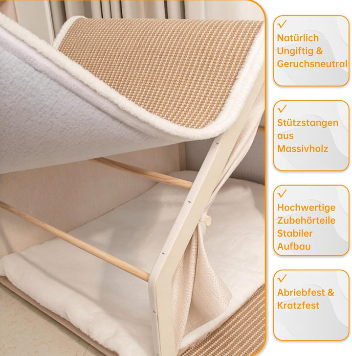 Sisal &amp; Holz Katzenhöhle Katzenhaus Indoor mit Oben Kratzbrett Katze(Beige) | Katzenbett, Abnehmbare