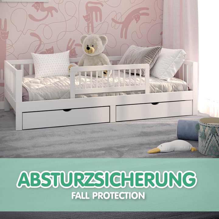 CADANI Kinder Bettgitter Baby Bettschutzgitter klappbarer Rausfallschutz aus Massivholz für Elternbe