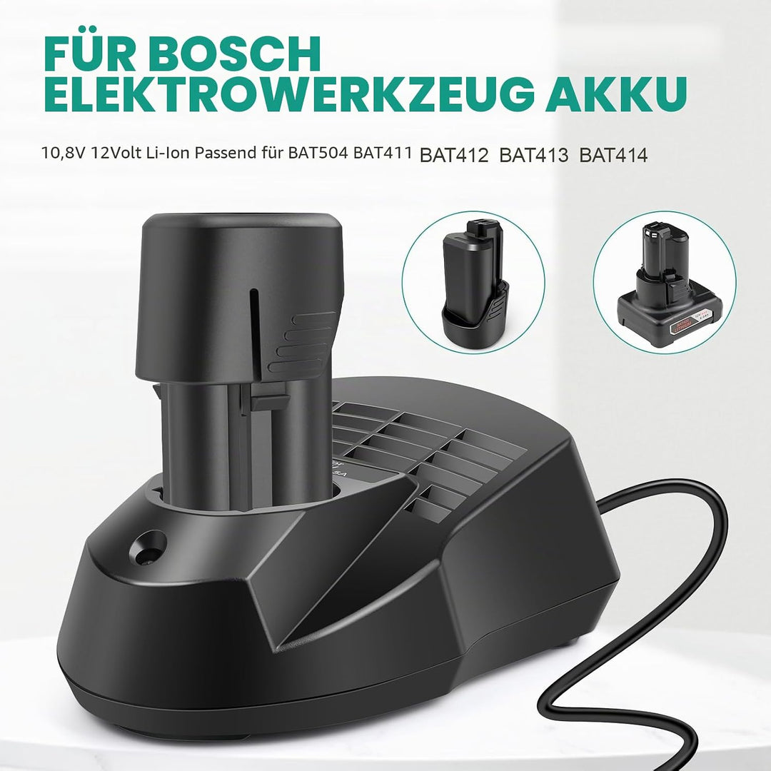 Akku-Ladegerät für Bosch BC330, Ersatz-Ladegerät für Bosch Elektrowerkzeug-Akkus 10,8V-12V BC430 BC6