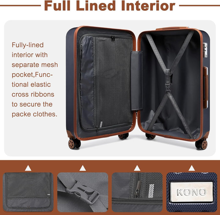 KONO Koffer Trolley Gross Hartschalenkoffer Reisekofferset Koffer Kofferset Gepäck Rollkoffer Schlos