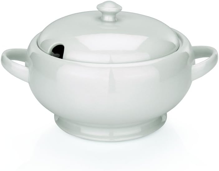 Terrine aus Porzellan, ohne (Inhalt: 2,5 ltr., Höhe: 11 cm, Ø 21,5 cm) oder mit Deckel (Inhalt: 2,5