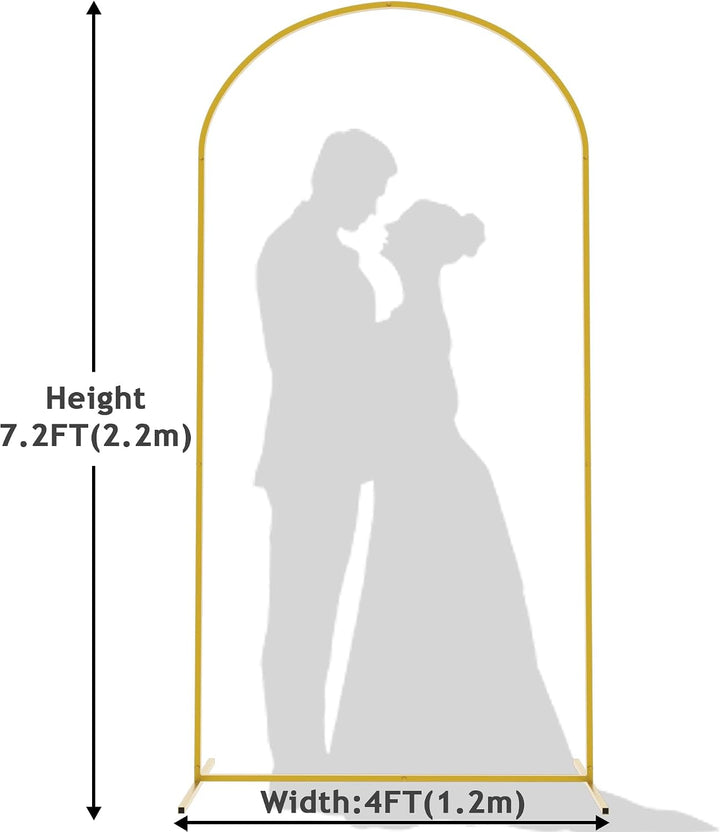 Wokceer 2.2 m Hochzeitsbogen-Hintergrundständer, quadratisch, goldfarben, Metallbogen, Hintergrund f