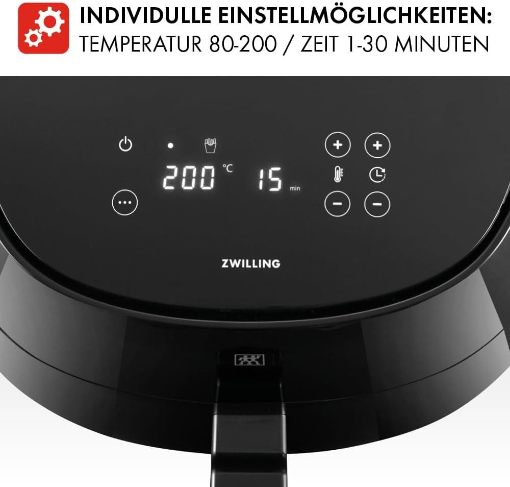 ZWILLING Air Fryer / Heissluftfritteuse, 4 L, 6 Programme, 1.400 Watt, Frittieren, Garen und Backen