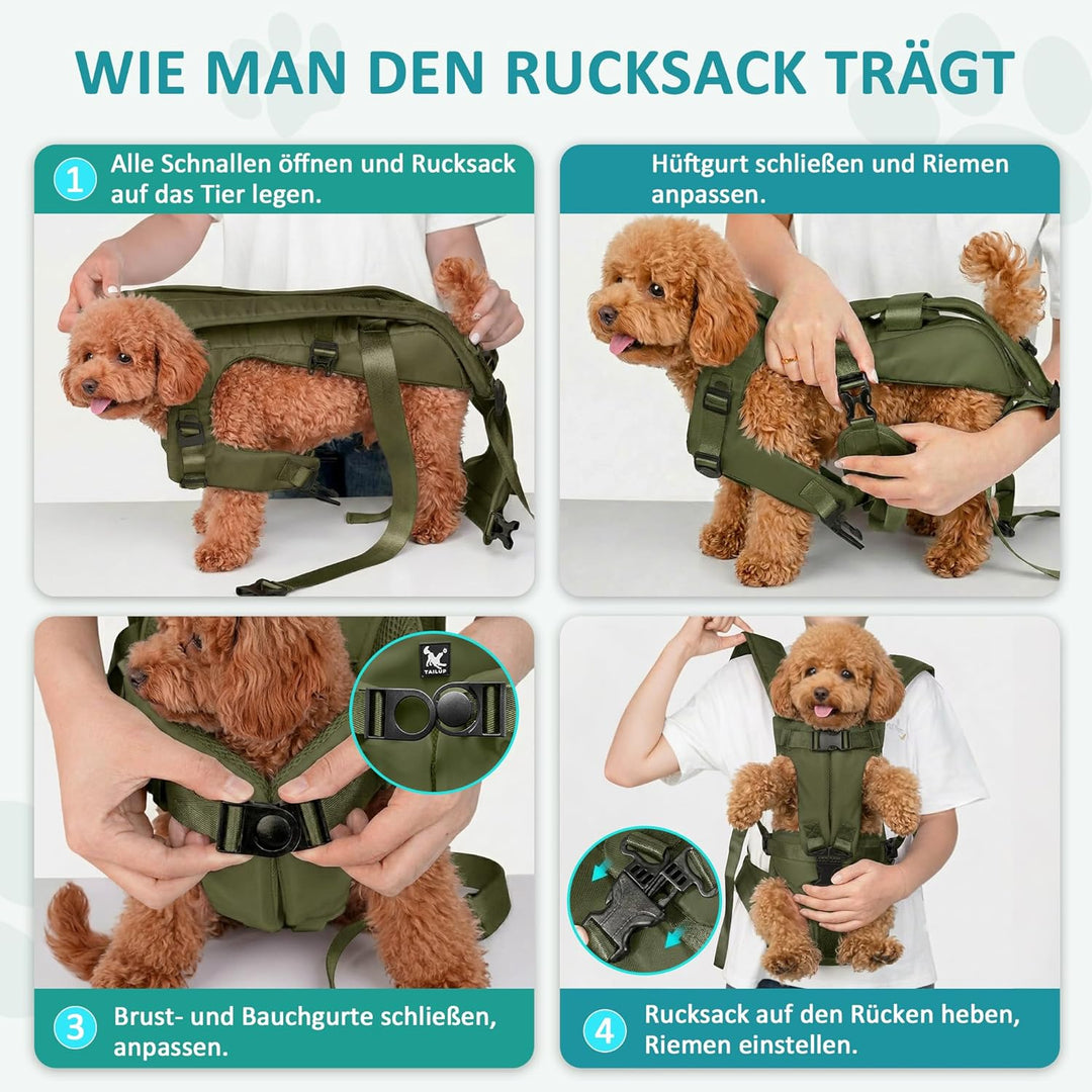 ALLSOPETS Hunderucksack für Mittlere Hunde, Verstellbar und Leicht, Ideal zum Wandern, Radfahren, Re