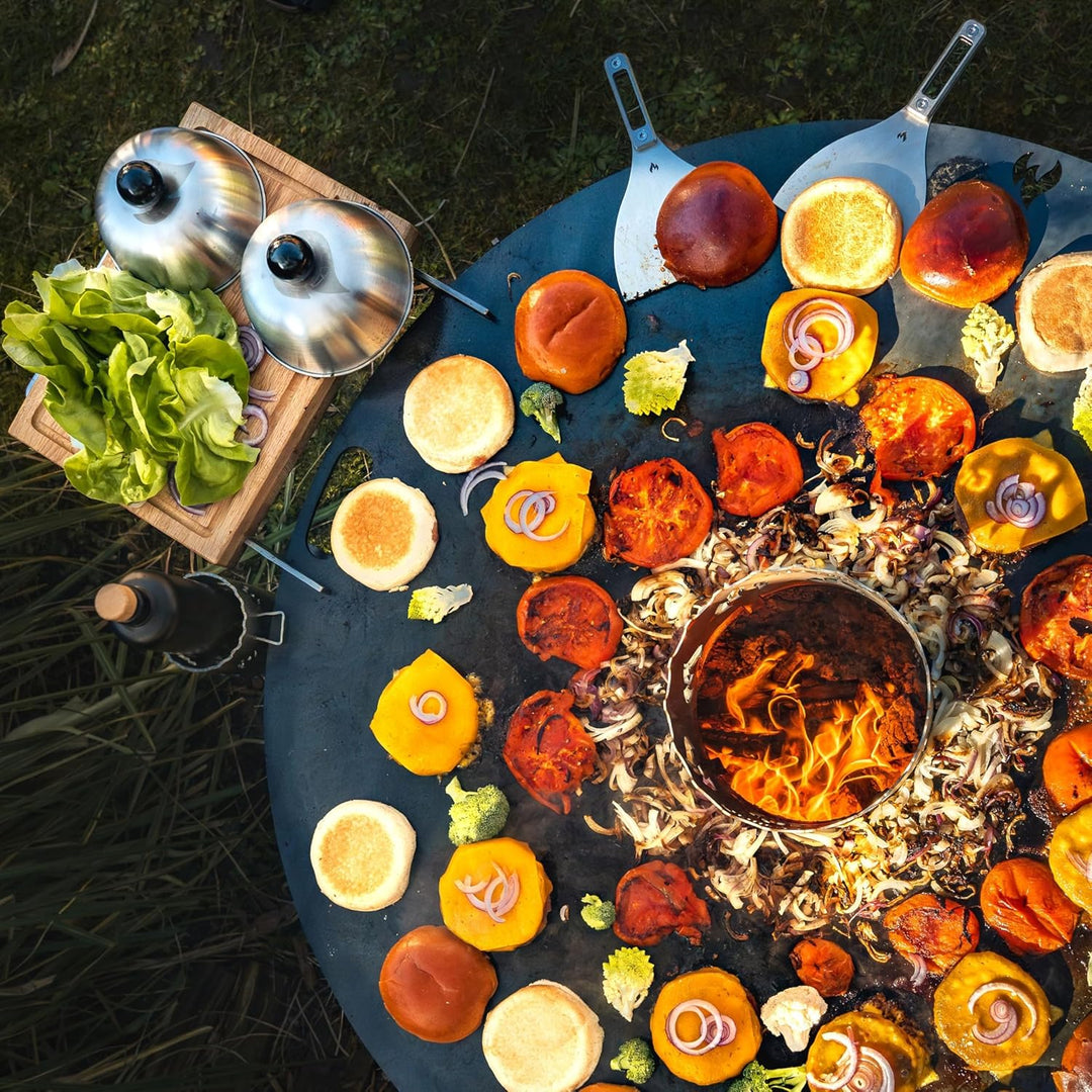 Grillrost.com Das Original Bretthalter für alle Feuerplatten mit 3-12mm Stärke | Buchenholz und Edel