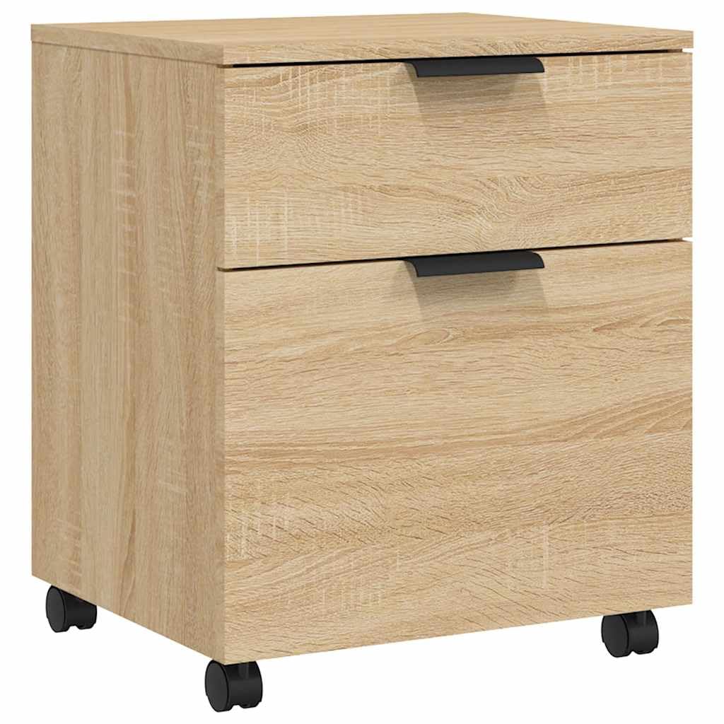 vidaXL Mobiler Aktenschrank mit Rollen Sonoma-Eiche 45x38x54 cm, Schreibtischschrank, Schreibtischor