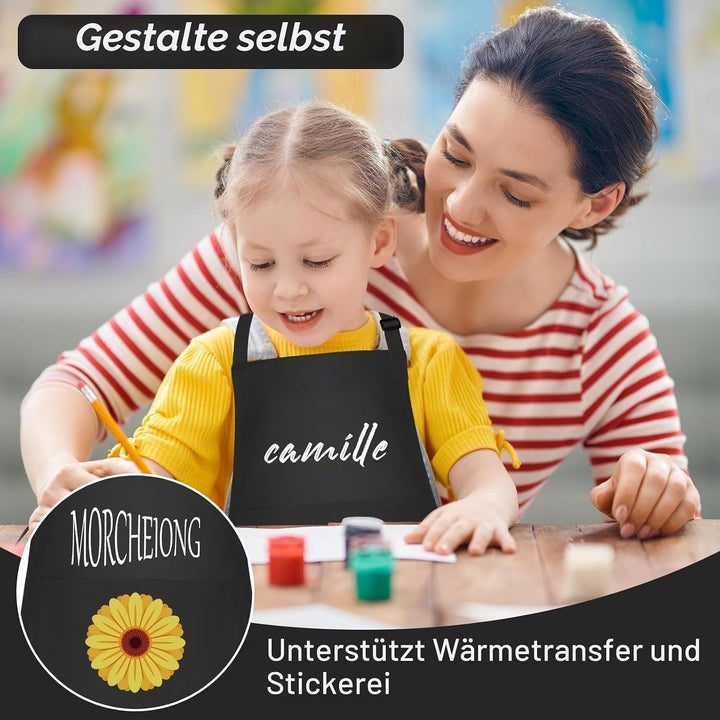 Morcheiong 8/12/24 Stück, verstellbare Kinderschürze, Grosspackung mit 2 Taschen, Kleinkinderschürze