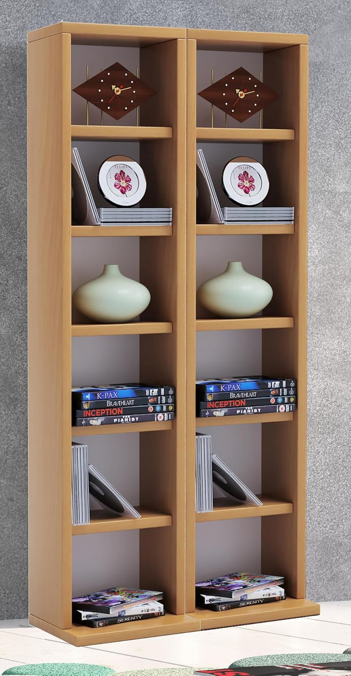 VCM Regal DVD CD Rack Möbel Aufbewahrung Holzregal Standregal Sammelregal Anbauprogramm Buche 92x42x
