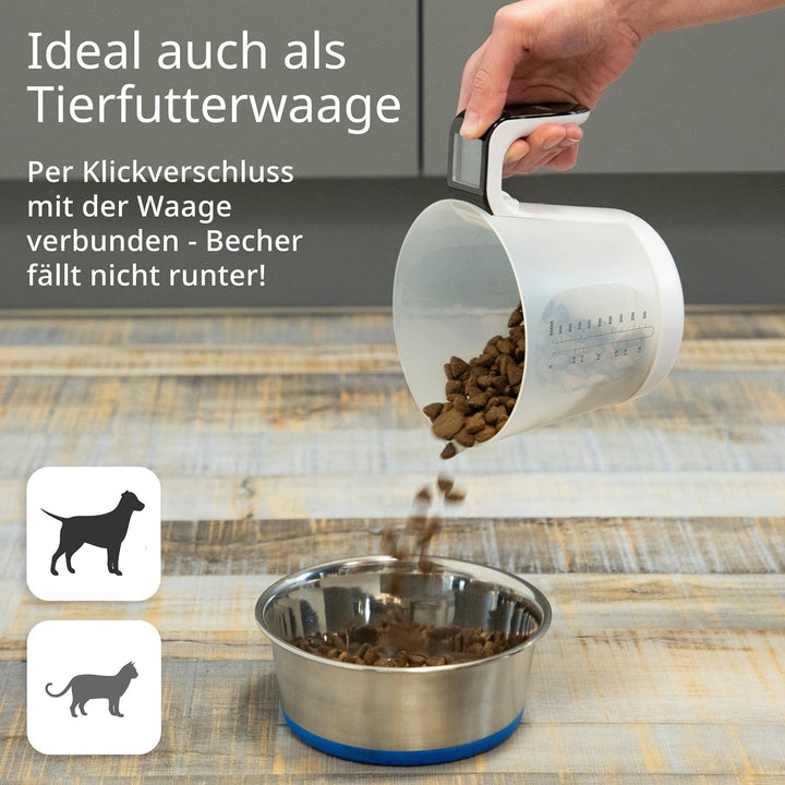 ADE Digitale Messbecher-Waage | Küchenwaage mit Messbecher zum Wiegen und Messen | Elektronische Mes