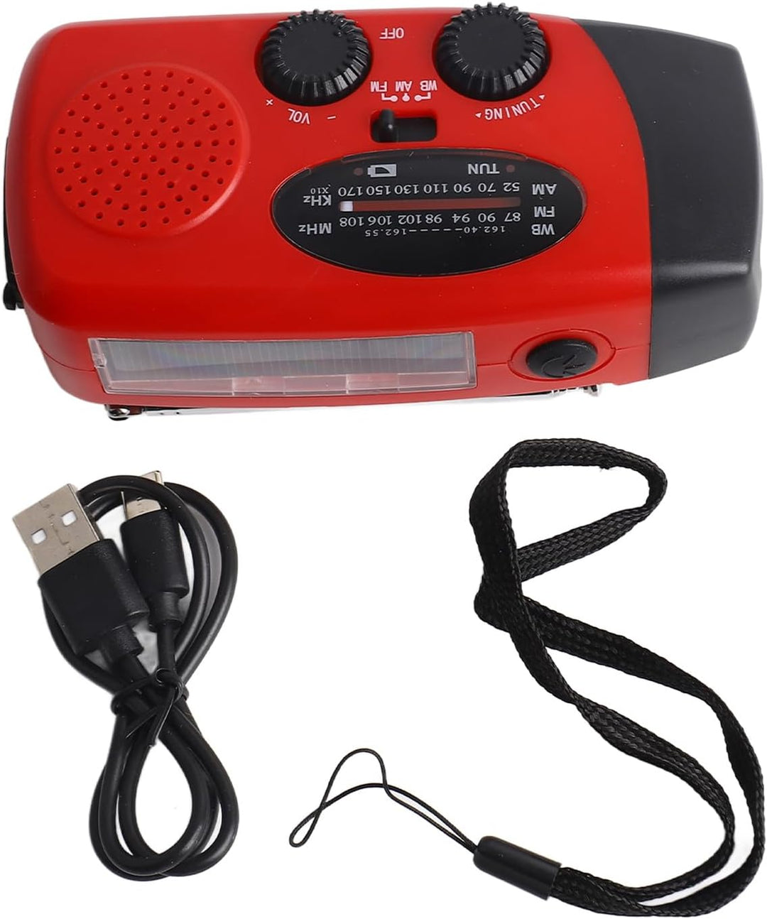 Emergency Handkurbel Radio mit LED -Taschenlampe, Solar &amp; USB -Ladung, AM/FM/NOAA -Wetterbändern, 12
