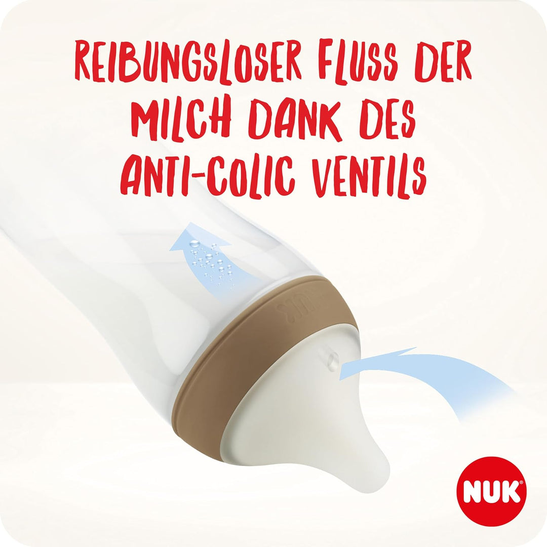 NUK Perfect Match Babyflaschenset | Ab 0 Monate | Passt sich dem Baby an | 3 Anti-Colic-Babyflaschen