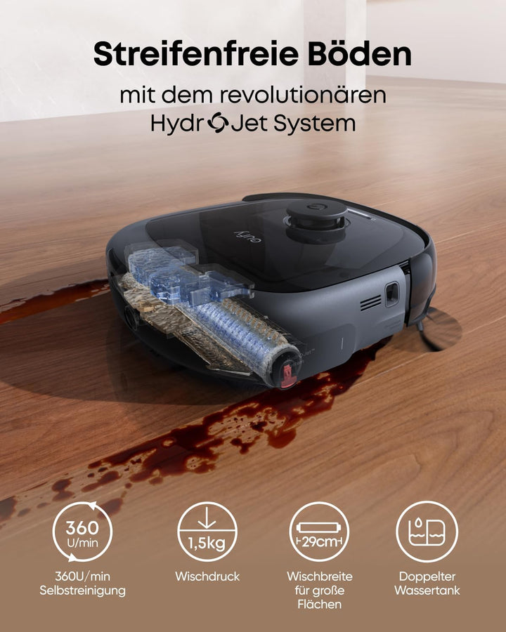 eufy Omni E28 HydroJet Saugroboter mit Wischfunktion, tragbarer Tiefenreiniger, 20.000Pa Turbo-Saugk