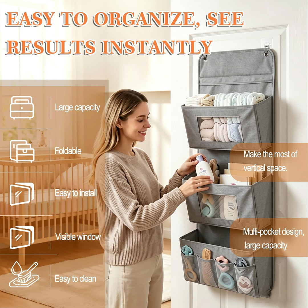 Tür Organizer Hängend Ohne Bohren 2 Stück Grau für Türhinterseit Wand | Wandorganizer, Klebehaken, H