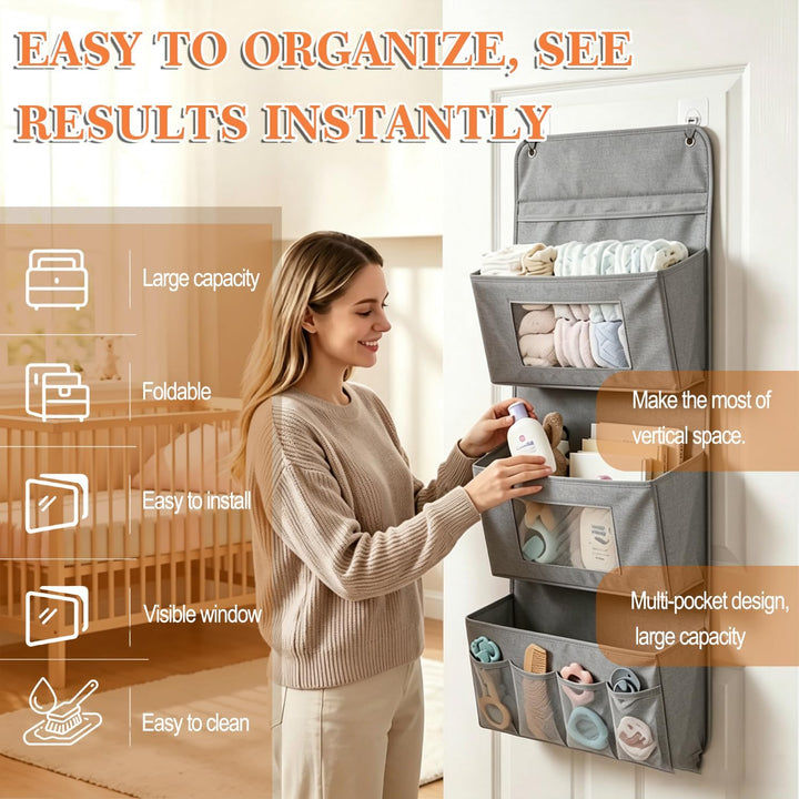 Tür Organizer Hängend Ohne Bohren 2 Stück Grau für Türhinterseit Wand | Wandorganizer, Klebehaken, H