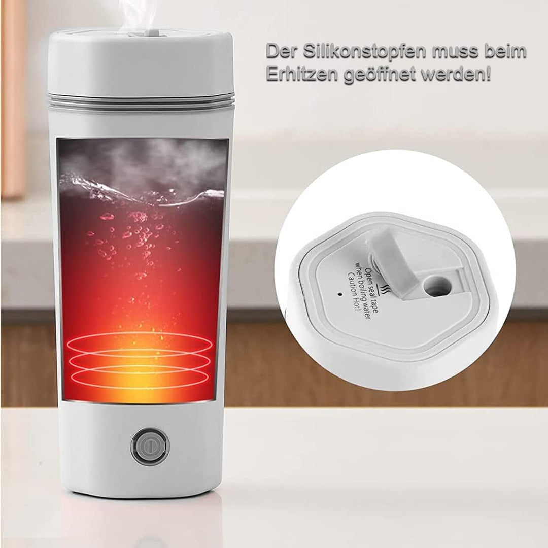 Rauwseul Reise-Elektrisch-Wasserkocher, 450 ml tragbarer Mini-Heizbecher, 3 in 1 Mini-Thermoskanne 3