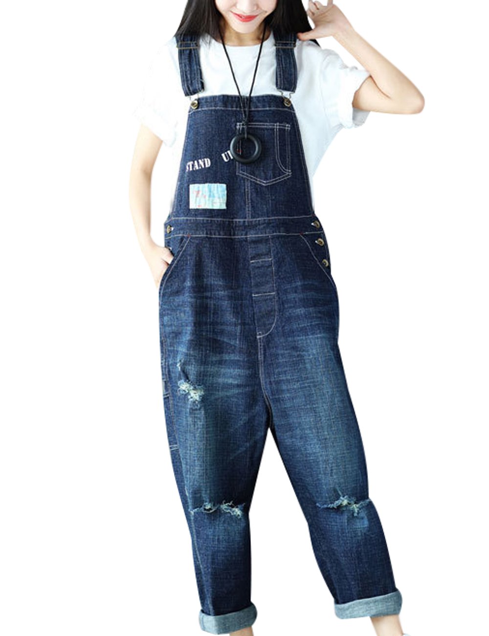 Youlee Damen Jahrgang Denim Latzhose Hosenträger Hosen Style 1 Blau, Style 1 Blau